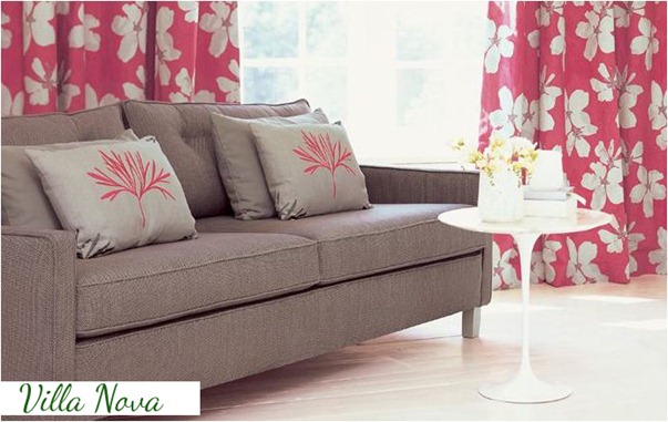 villa nova pink and gray living room