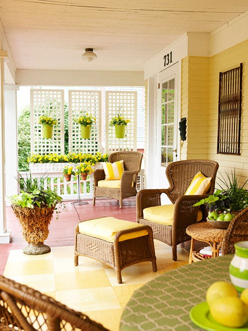 sunny yellow porch accents bhg