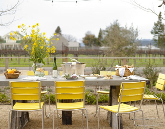 yellow chairs outdoors