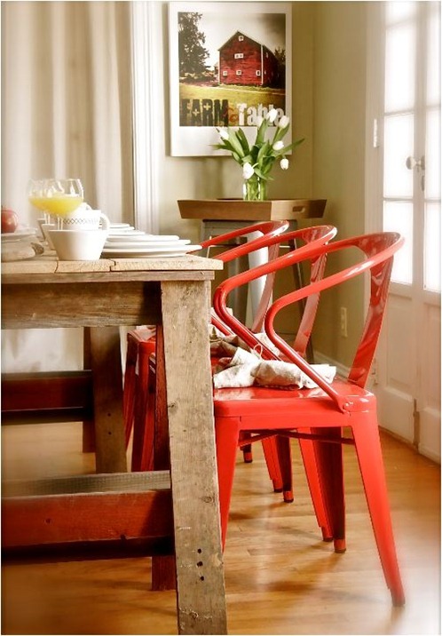 farmhouse table red chairs stephen saint onge