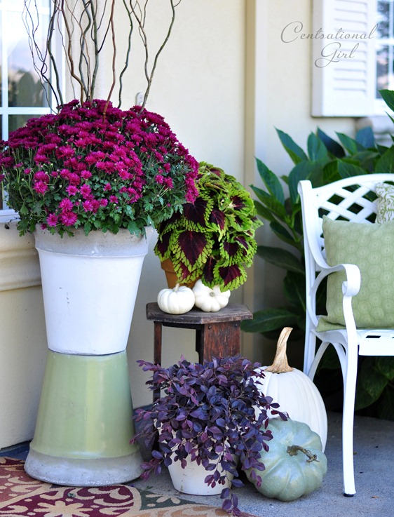 stacked planters on porch cg