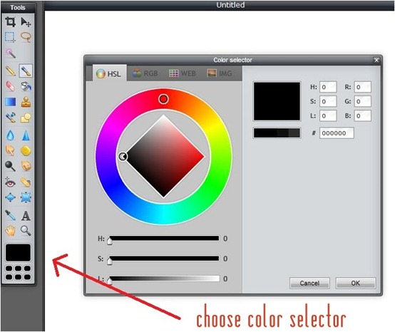 choose color selector tool