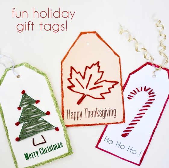embroidered holiday tags
