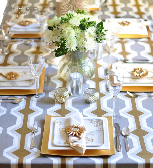 gold and silver tablescape
