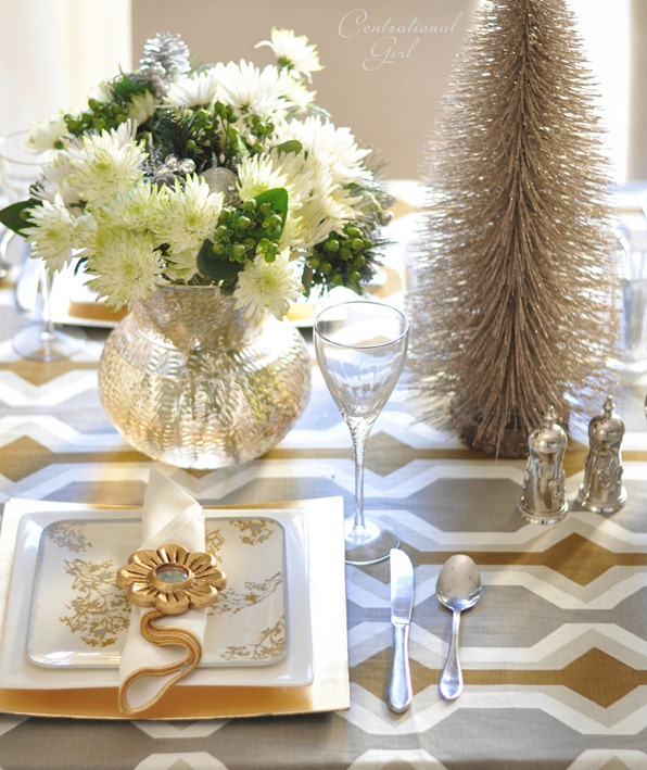 gold with silver place setting