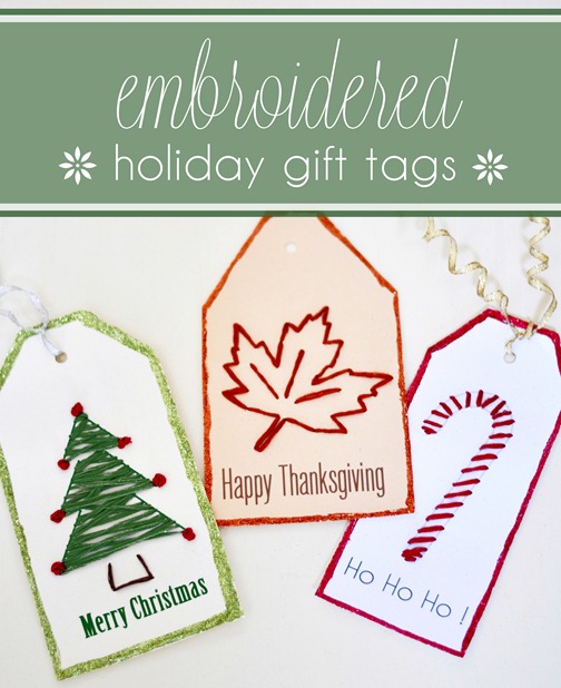 holiday embroidered gift tags