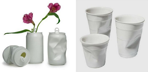 recycled cans and cup vases