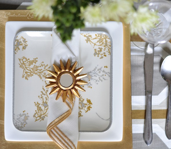 silver and gold holiday place setting