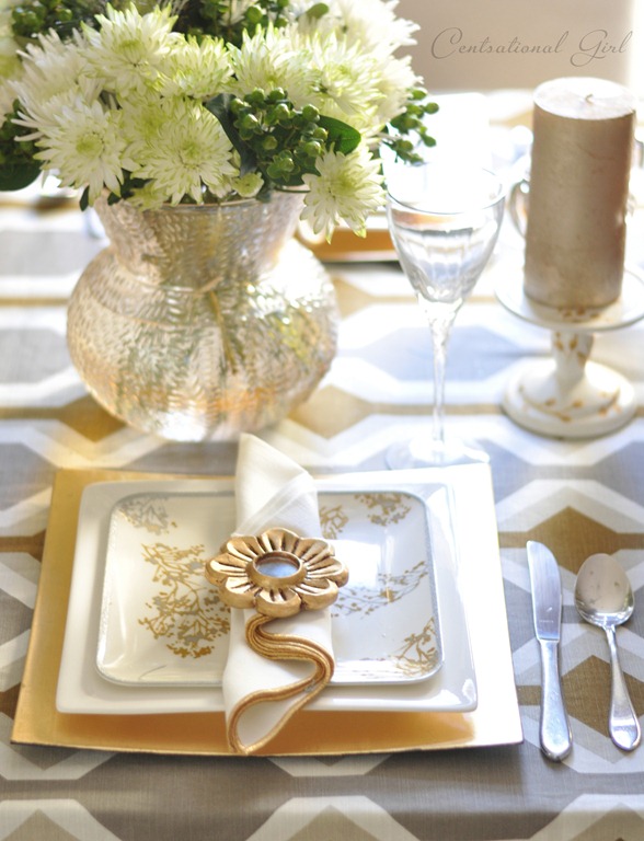 silver gold place setting