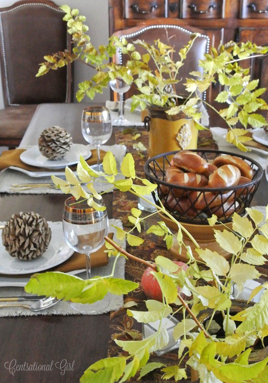 yellow leaves on thanksgiving table