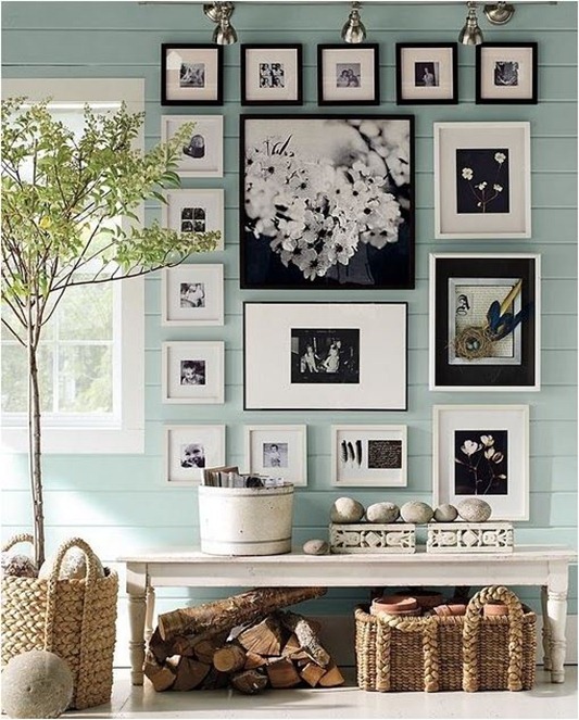 black and white photo display pottery barn