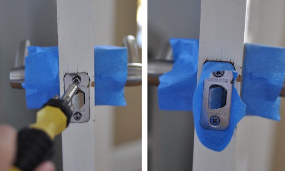 tape around doorknobs