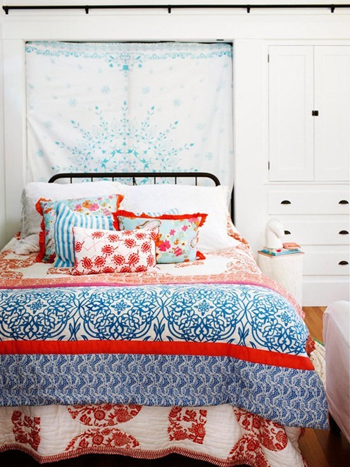 textile behind bed bhg