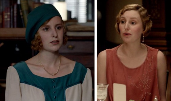 edith in green and apricot downton abbey