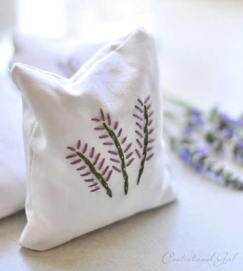 embroidered lavender sachet
