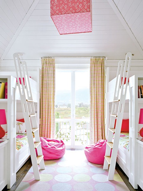 white bunks pink accents coastal living