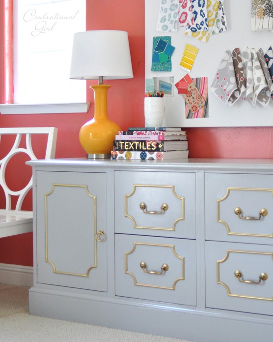 gold and gray credenza