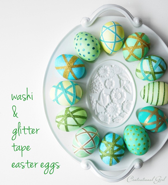 washi and glitter tape easter eggs