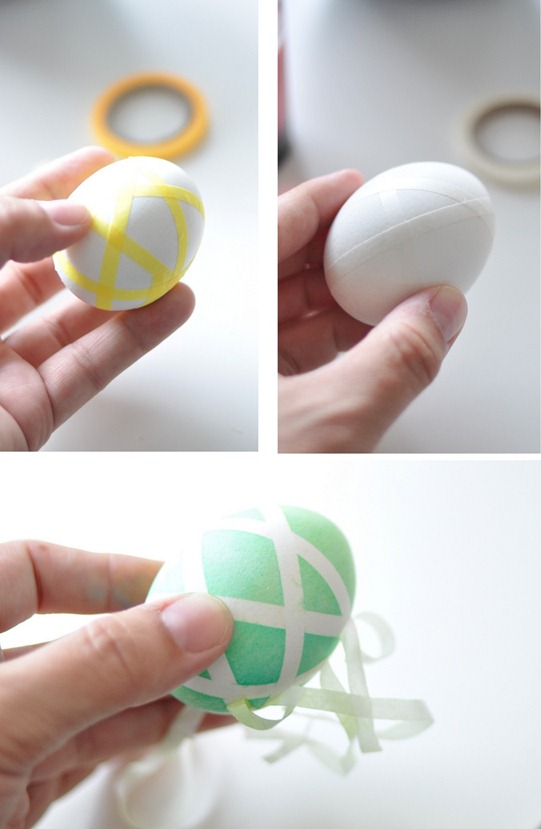 washi tape bands on eggs