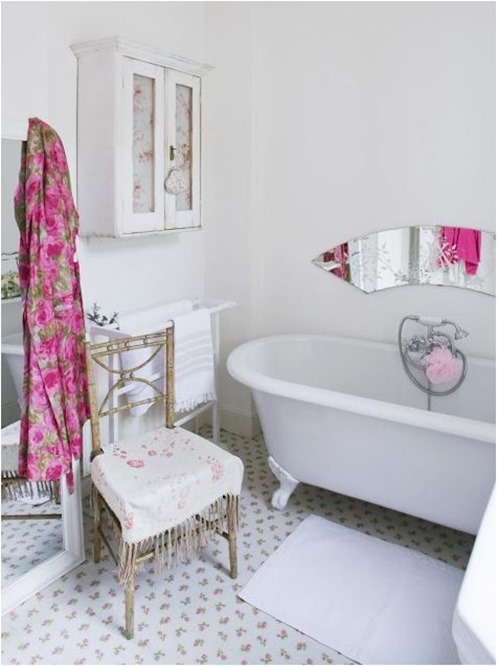 bathroom with pink accents