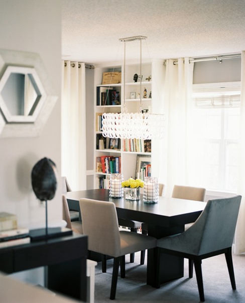 bookcases in dining room lonny