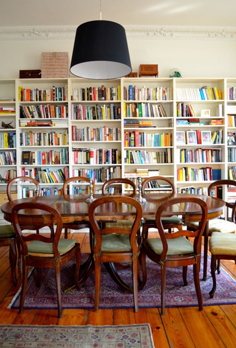 bookshelves in dining room apt therapy
