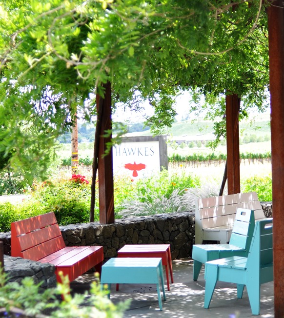 colorful seating at hawkes winery