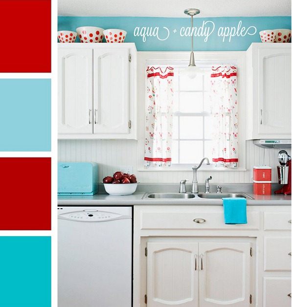 aqua and candy apple red palette