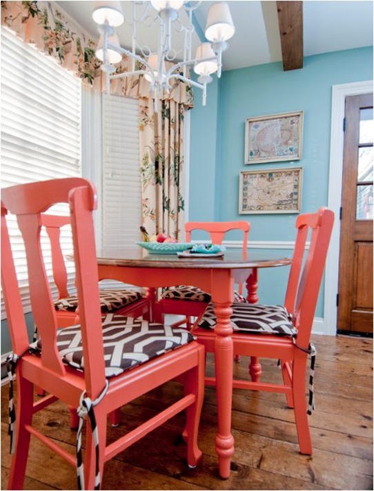 coral painted chairs