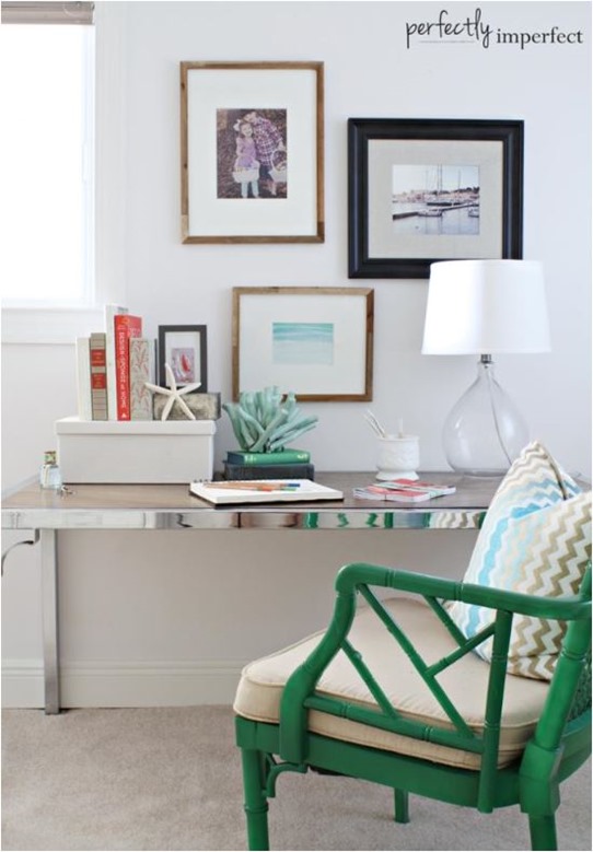 emerald green chair chrome desk perfectlyimperfect