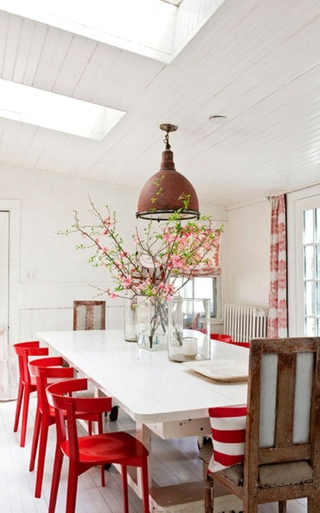 red chairs in dining room