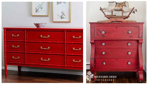 red painted dressers