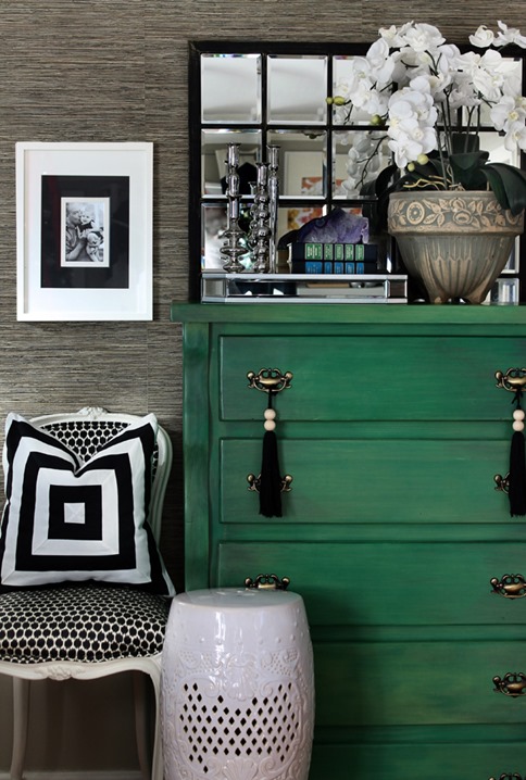 green painted dresser hunted interior