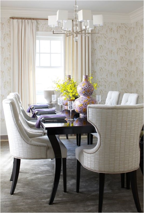 lavender and yellow in dining room
