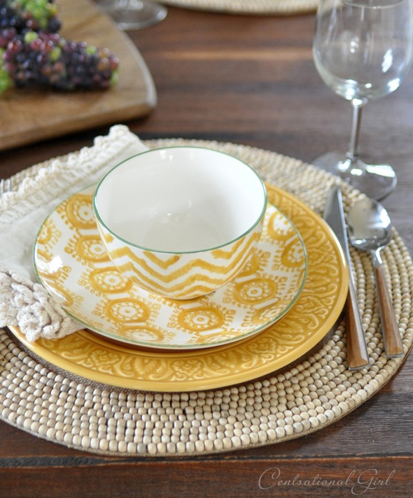 layered yellows in place setting