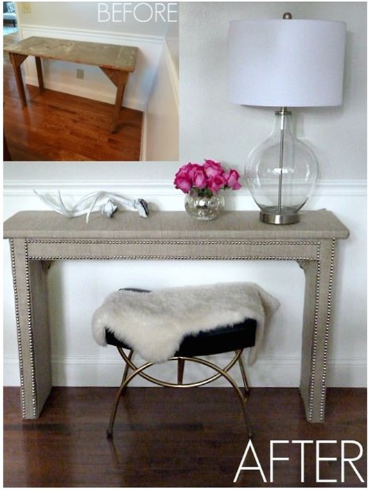 linen and nailhead table