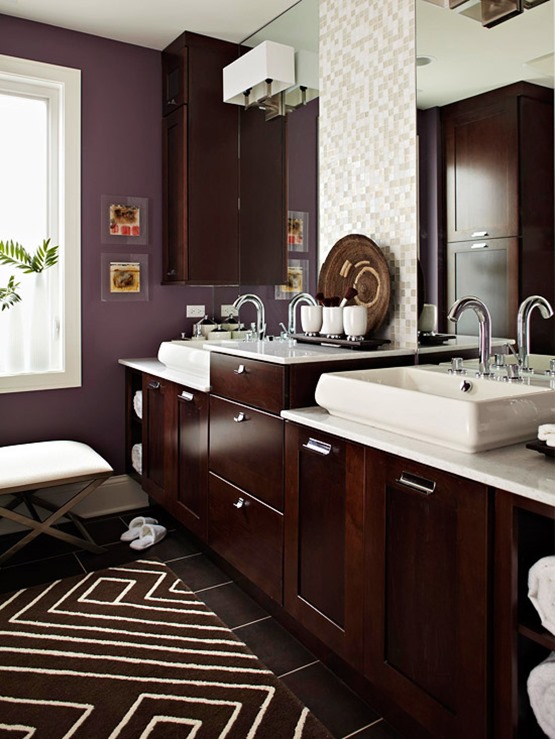 purple in bathroom bhg