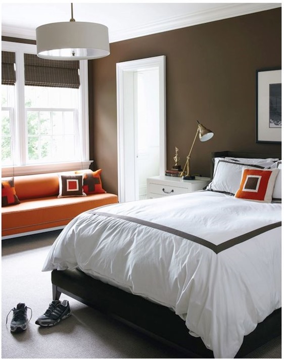 chocolate and orange bedroom