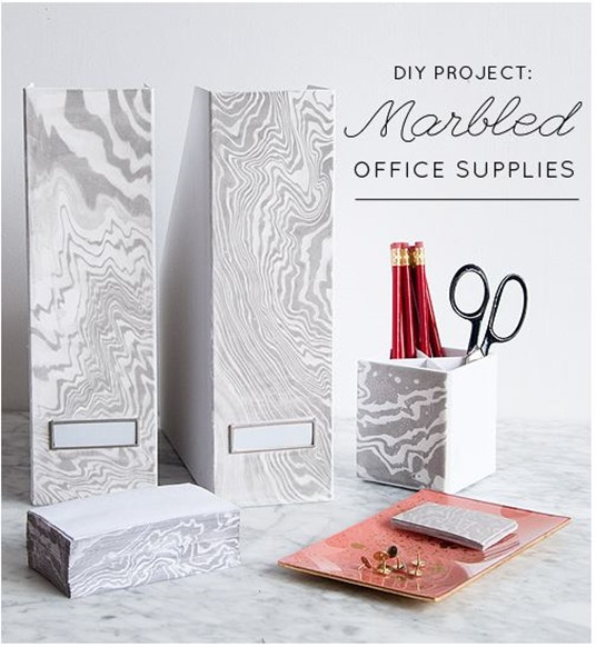 diy marbled office supplies designsponge
