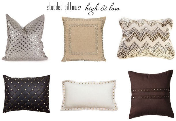 high and low studded pillows