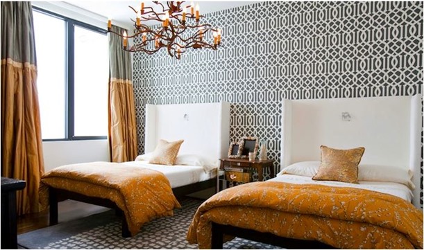 lucinda loya gray and orange bedroom