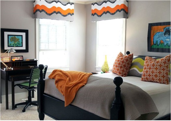 orange and gray boys room lucy and co