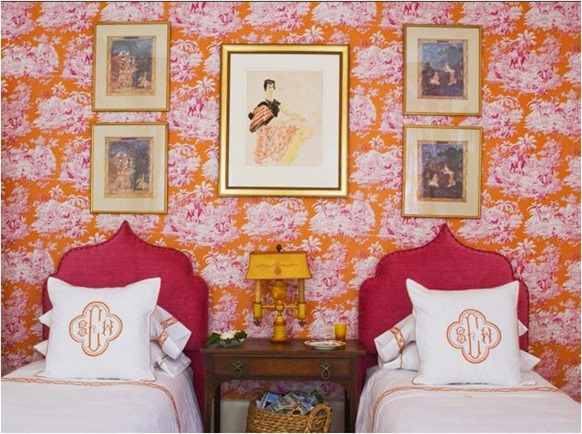 orange and pink wallpaper mmrinteriors