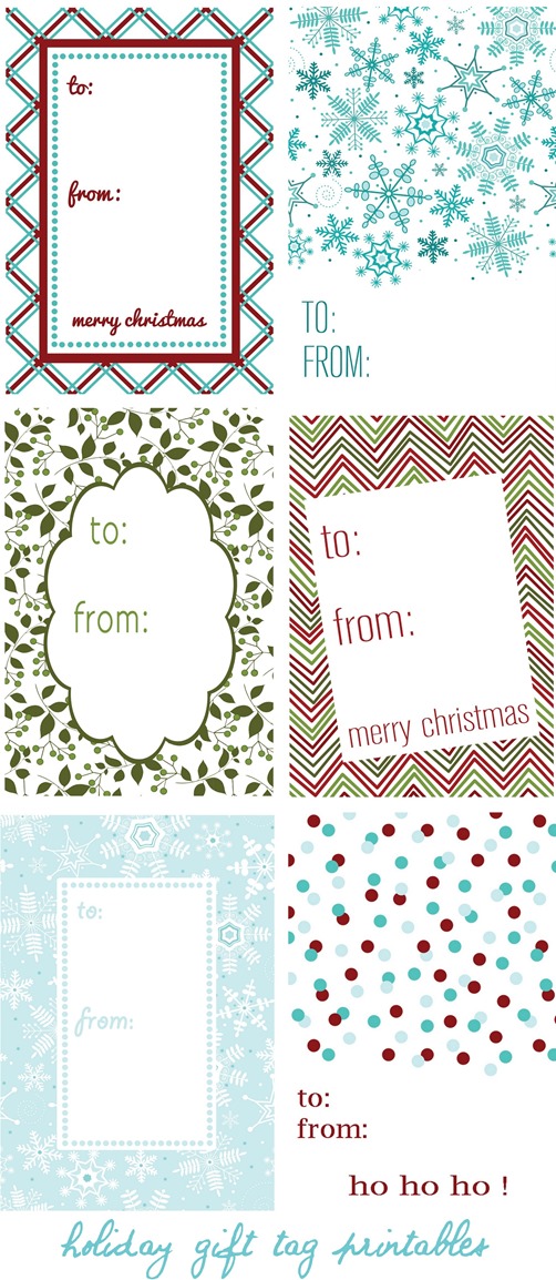 6 holiday gift tag printables