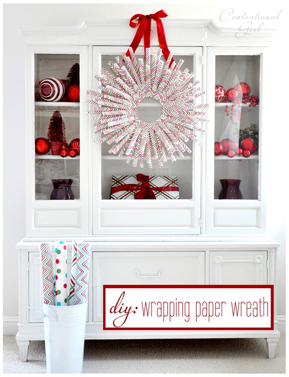 diy wrapping paper wreath