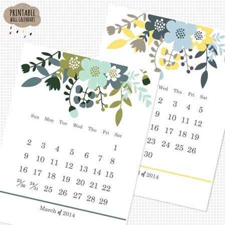 printable wildflowers calendar