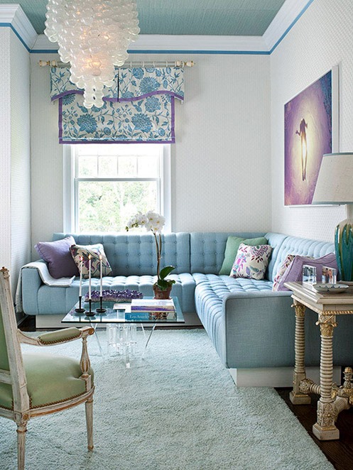 blue and orchid living room