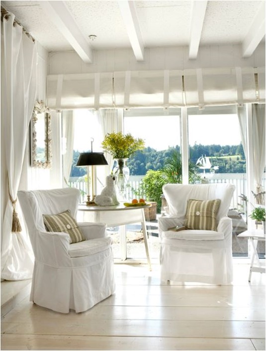 cottage style white living space
