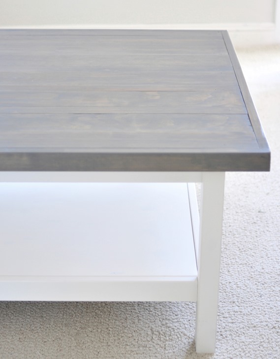 gray stained wood on hemnes coffee table