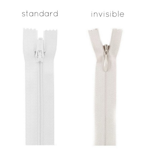 standard and invisible zippers